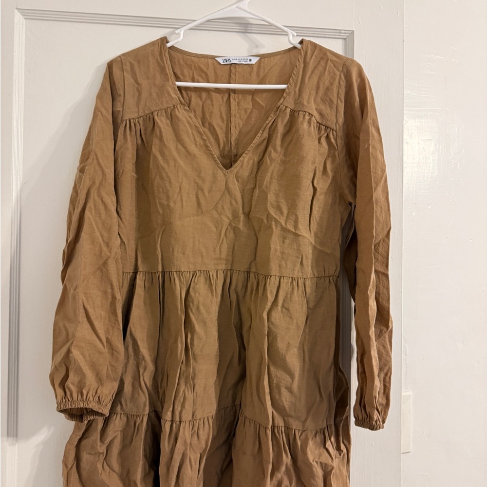 Zara Brown Long Sleeve Dress